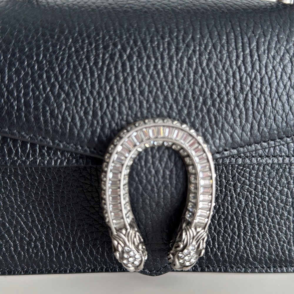 Gucci Black Dionysus Leather Top Handle Bag with Chain Strap, Box, Dust Cover - Picture 5 of 17